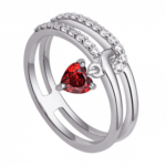 Nhẫn bạc đính đá màu đỏ